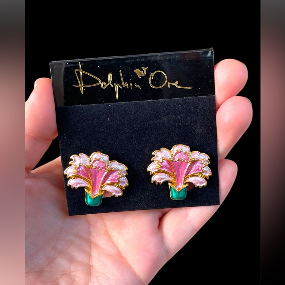 NEW Dolphin Ore Pink Flower Enamel